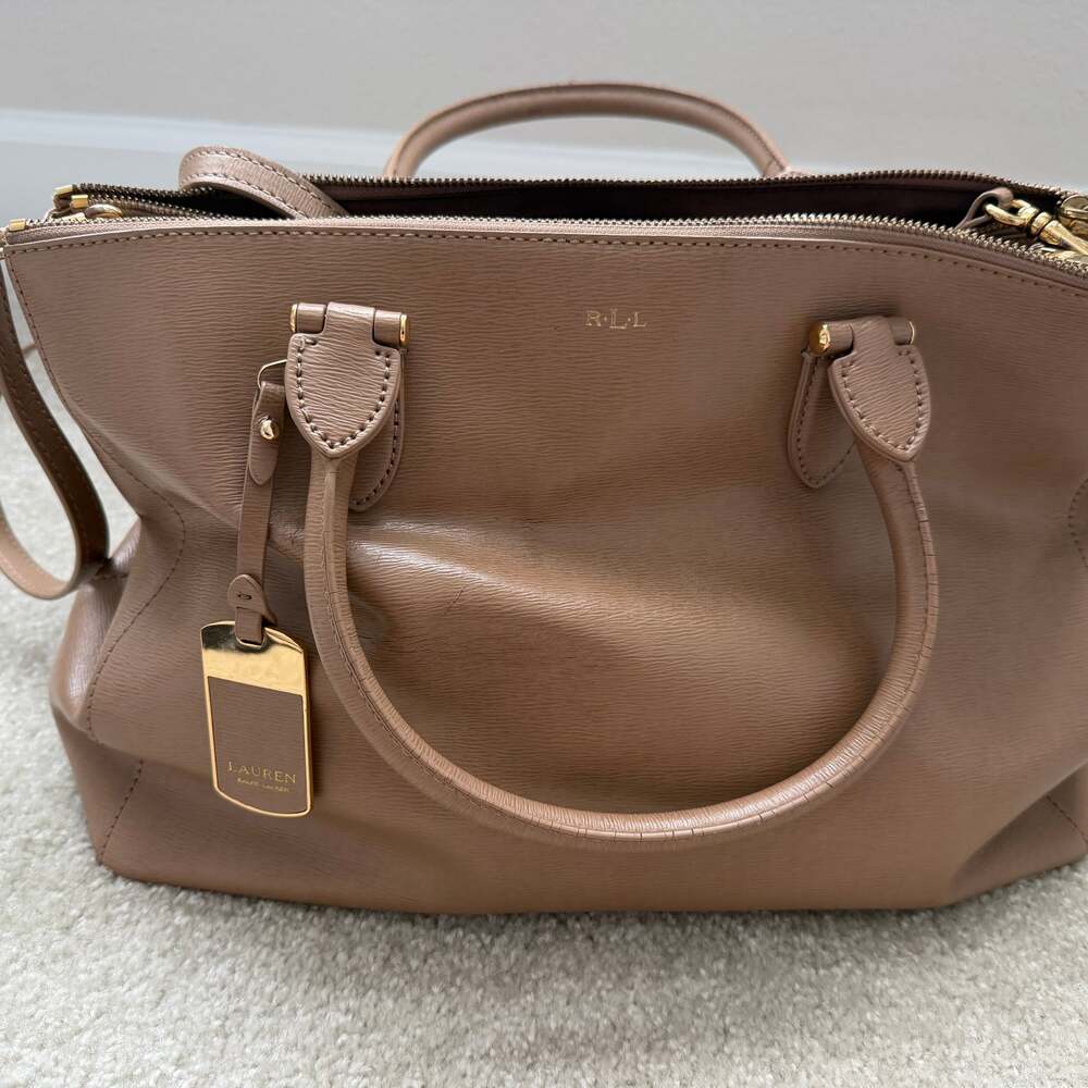 Ralph Lauren Newbury Double Zip Satchel Brown